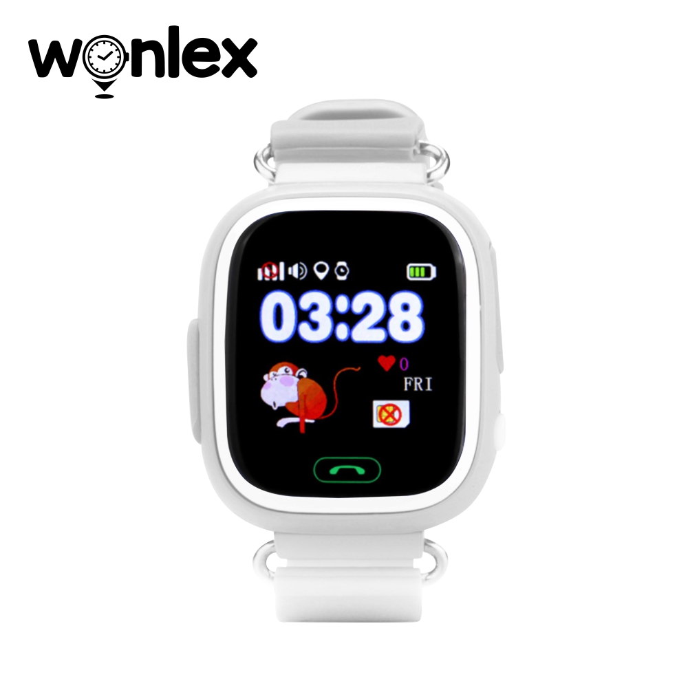 Ceas Smartwatch Pentru Copii Wonlex GW100 cu Functie Telefon, Localizare GPS, Pedometru, SOS – Alb, Cartela SIM Cadou