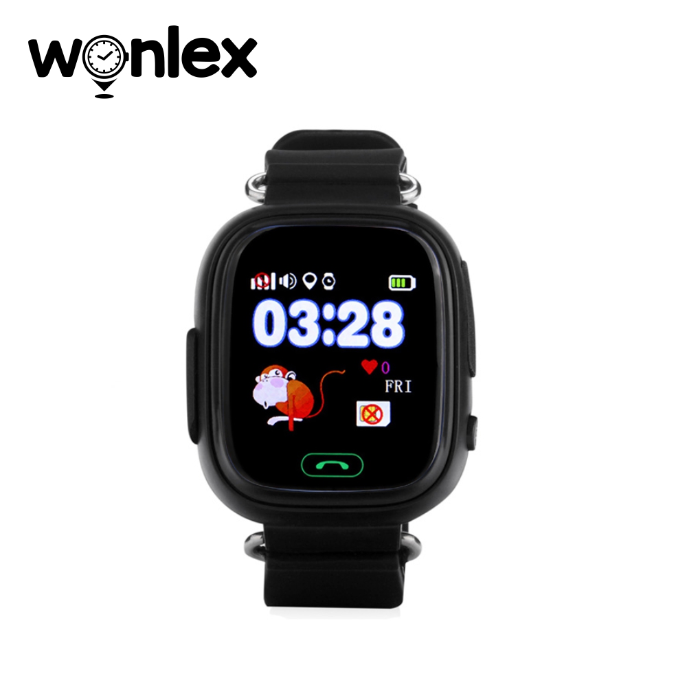 Ceas Smartwatch Pentru Copii Wonlex GW100 cu Functie Telefon, Localizare GPS, Pedometru, SOS – Negru, Cartela SIM Cadou