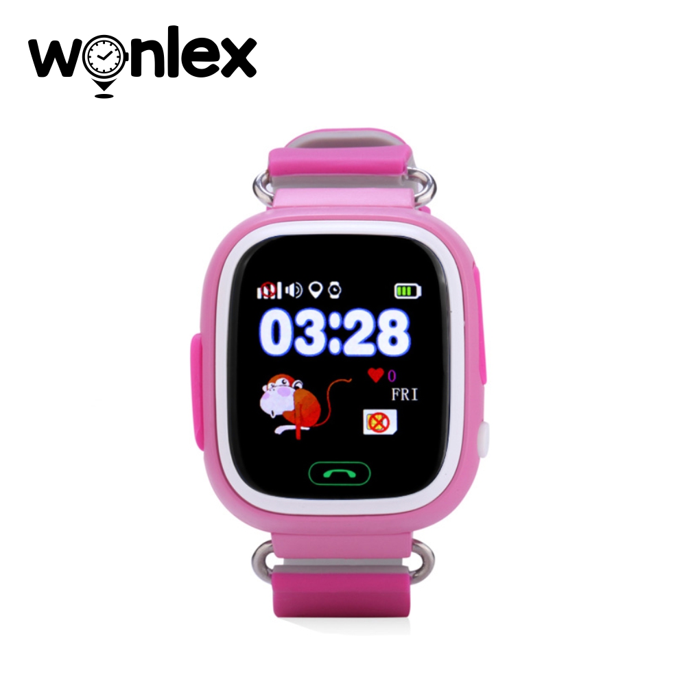 Ceas Smartwatch Pentru Copii Wonlex GW100 cu Functie Telefon, Localizare GPS, Pedometru, SOS &#8211; Roz, Cartela SIM Cadou