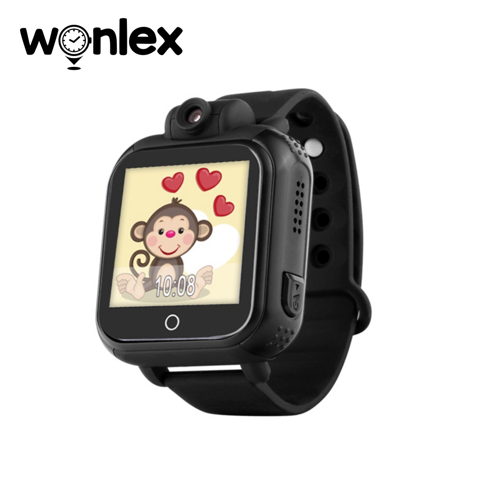 Ceas Smartwatch Pentru Copii Wonlex GW1000 cu Functie Telefon, Localizare GPS, Camera, 3G, Pedometru, SOS, Android – Negru, Cartela SIM Cadou