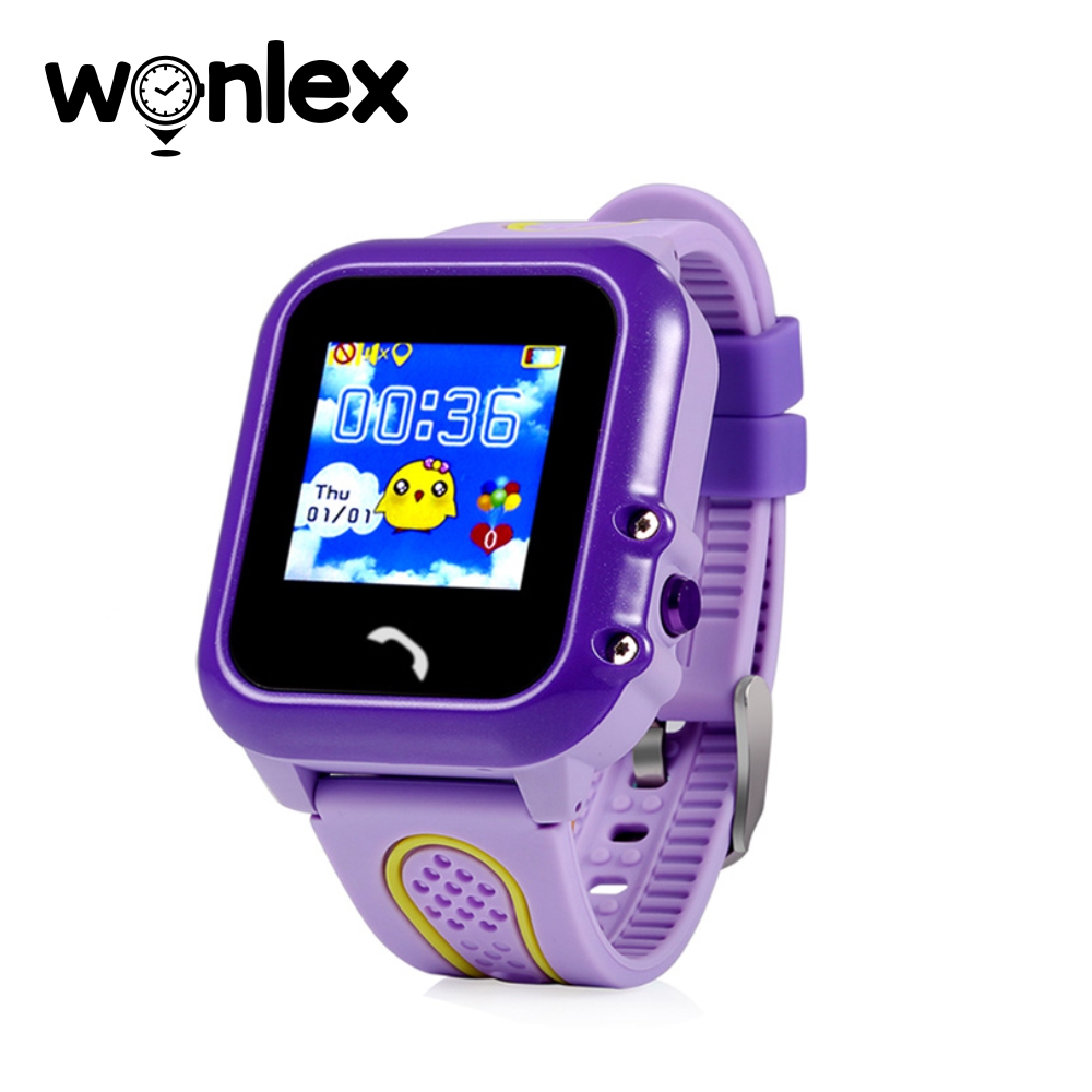 Ceas Smartwatch Pentru Copii Wonlex GW400E cu Functie Telefon, Localizare GPS, Pedometru, SOS, IP54 &#8211; Mov, Cartela SIM Cadou