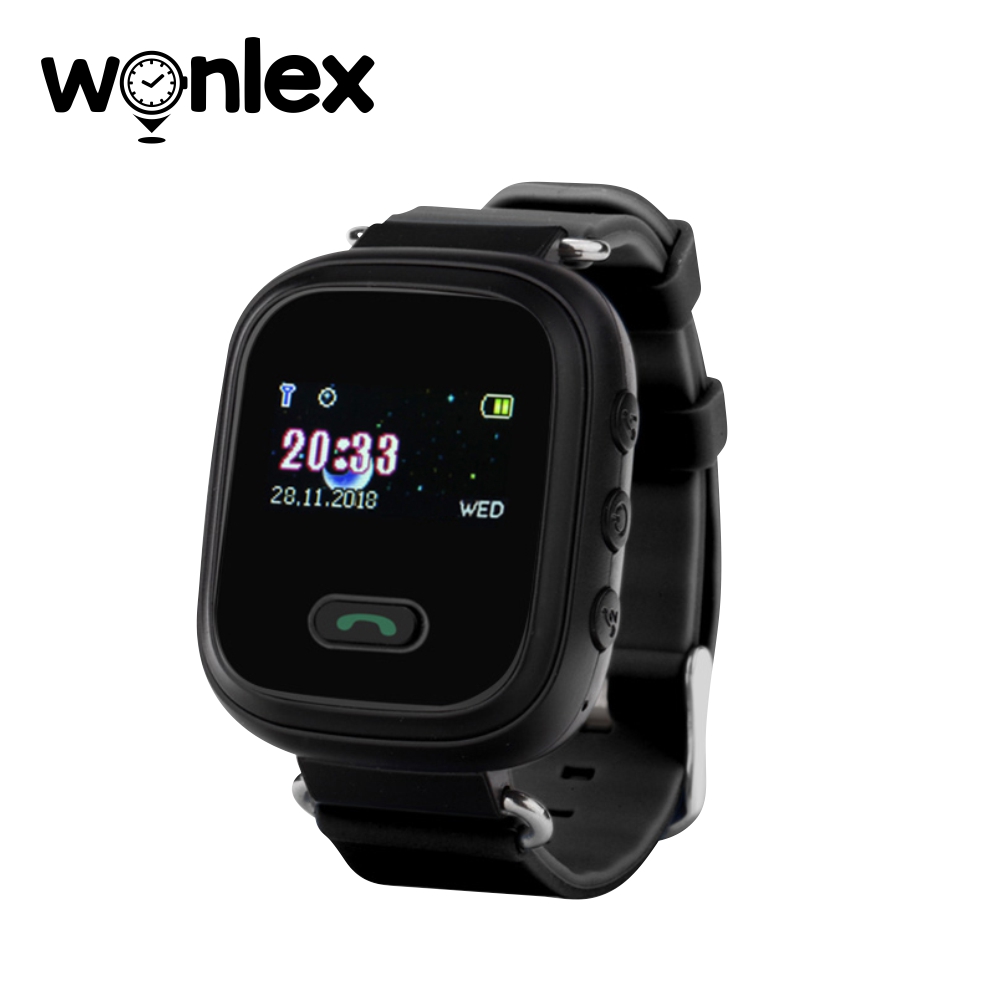 Ceas Smartwatch Pentru Copii Wonlex GW900S cu Functie Telefon, Localizare GPS, Pedometru, SOS &#8211; Negru, Cartela SIM Cadou
