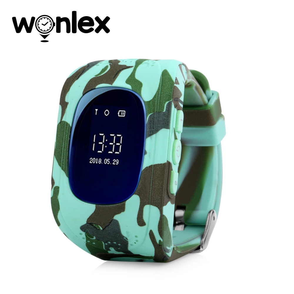 Ceas Smartwatch Pentru Copii Wonlex Q50 cu Functie Telefon, Localizare GPS – Camuflaj Verde, Cartela SIM Cadou