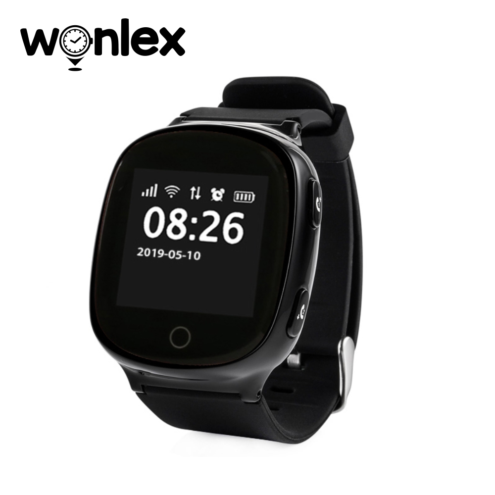 Ceas Smartwatch Pentru Adulti / Varstnici Wonlex EW100S cu Functie Telefon, Senzor puls, Localizare GPS, Pedometru – Negru