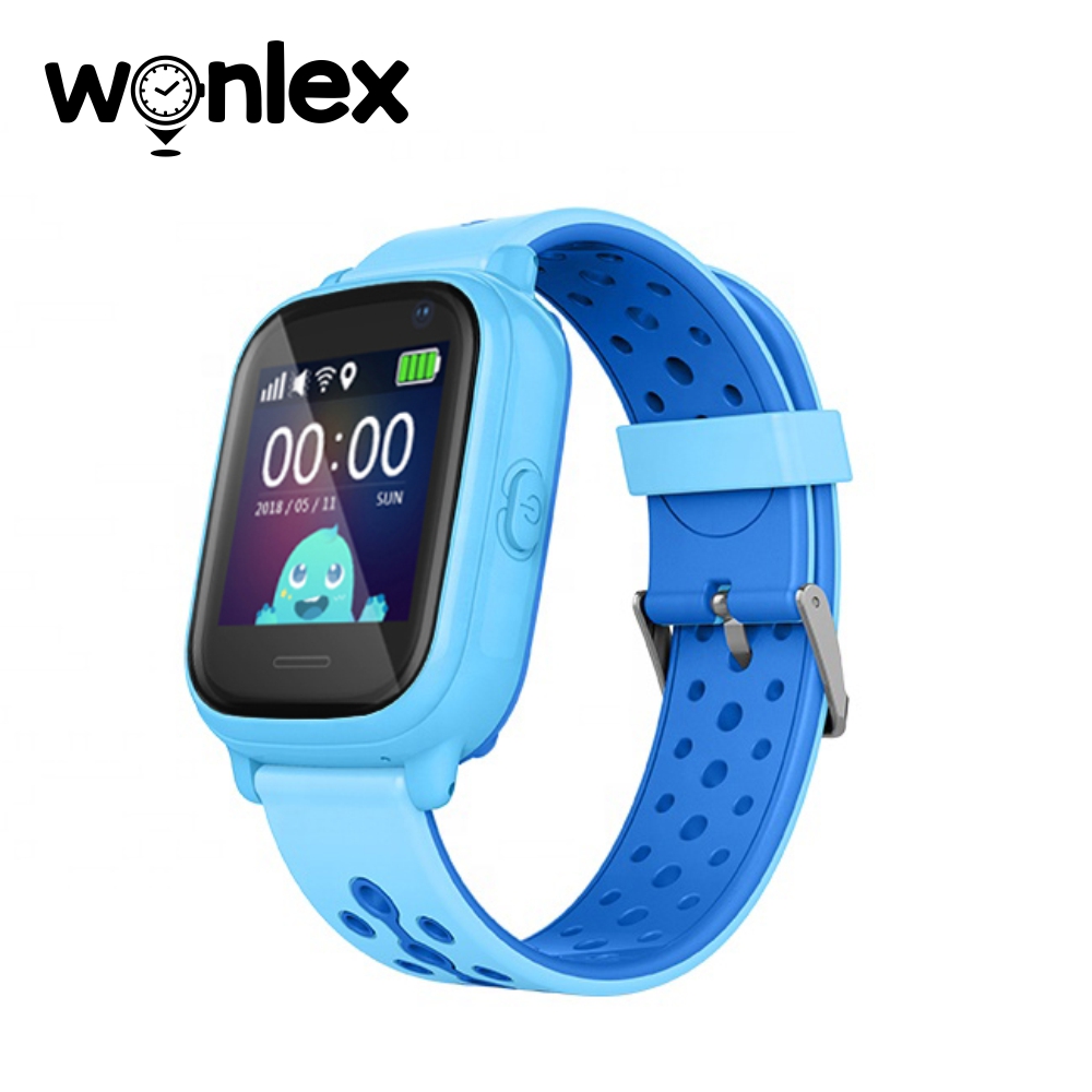 Ceas Smartwatch Pentru Copii Wonlex KT04 cu Functie Telefon, GPS, Camera, IP54 &#8211; Albastru, Cartela SIM Cadou
