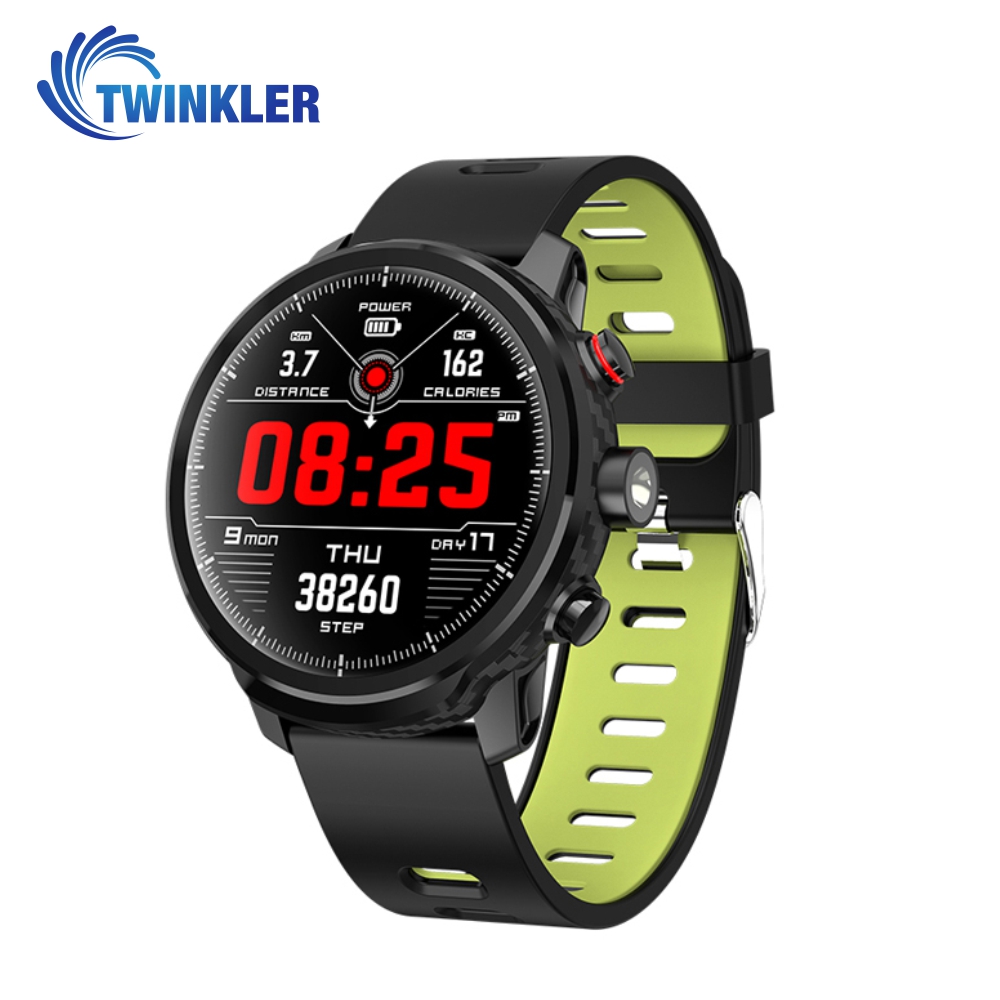 Ceas Smartwatch TKY-L5 cu functie de monitorizare ritm cardiac, Monitorizare somn, Pedometru, Notificari, Lanterna, Negru – Verde