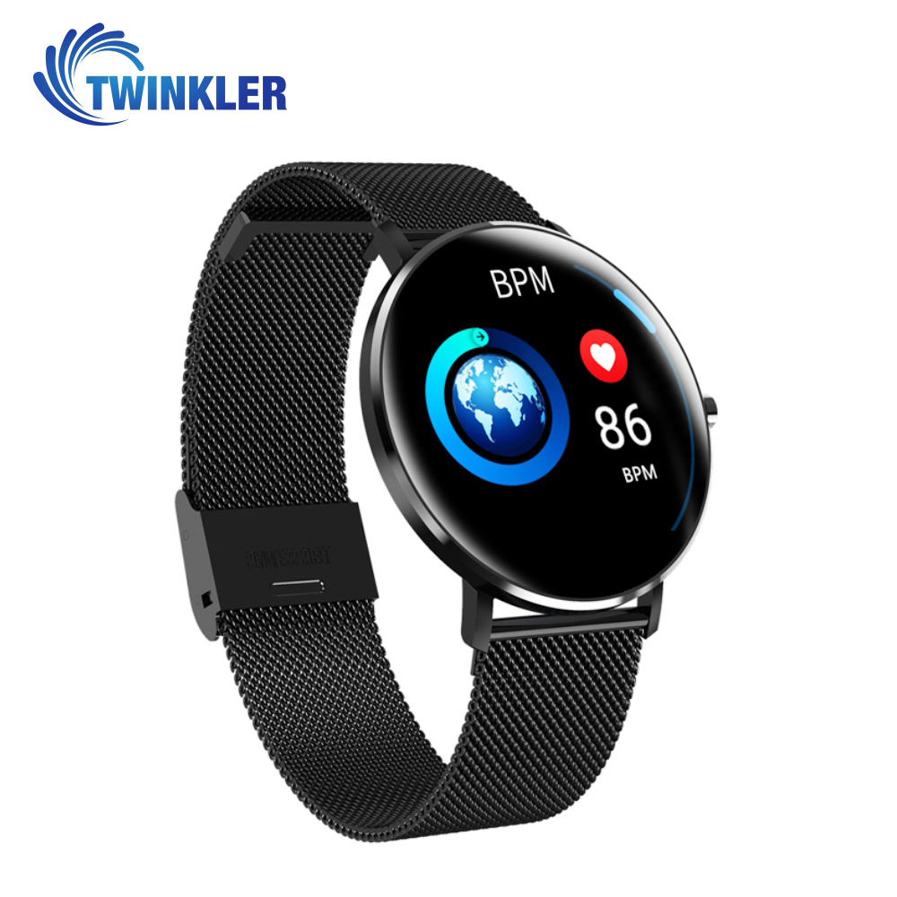 Ceas Smartwatch TKY-L6 cu functie de monitorizare ritm cardiac, Monitorizare somn, Pedometru, Notificari, Metal, Negru