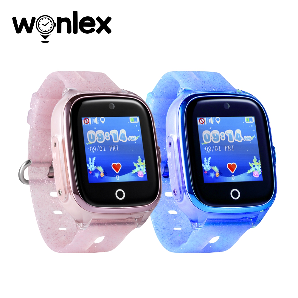 Pachet Promotional 2 Smartwatch-uri Pentru Copii Wonlex KT01 Wi-Fi, Model 2023 cu Functie Telefon, Localizare GPS, Camera, Pedometru, SOS, IP54, Roz + Albastru, Cartela SIM Cadou
