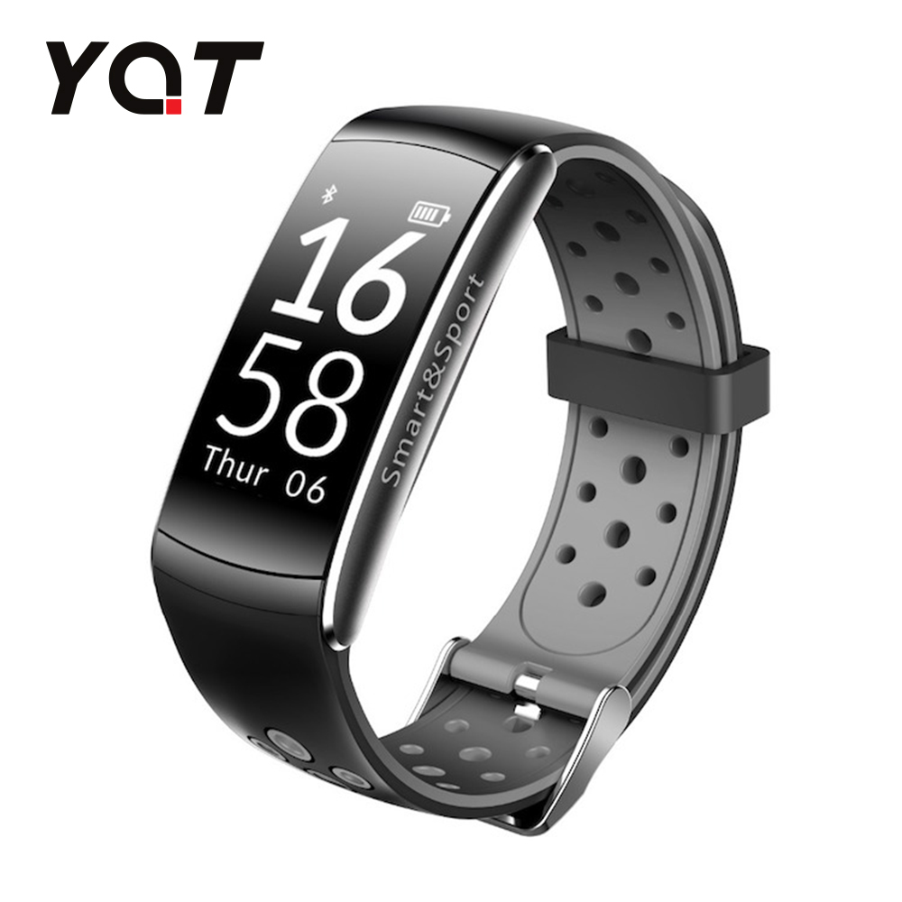 Bratara fitness inteligenta YQT Q8 cu functie de monitorizare ritm cardiac, Tensiune arteriala, Monitorizare somn, Pedometru, Notificari, Negru &#8211; Gri