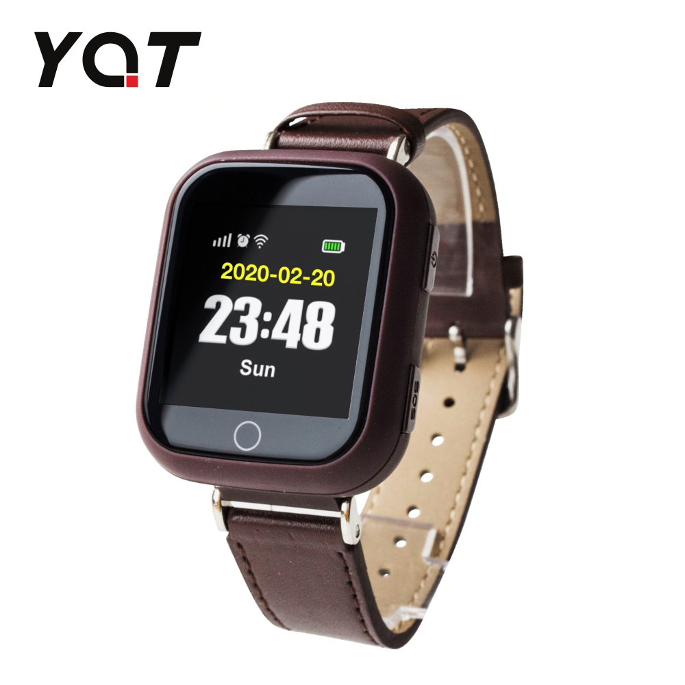 Ceas Smartwatch Pentru Adulti / Varstnici YQT Q60 cu Functie Telefon, Localizare GPS, Monitorizare ritm cardiac, Monitorizare tensiune arteriala, Pedometru, SOS, Maro