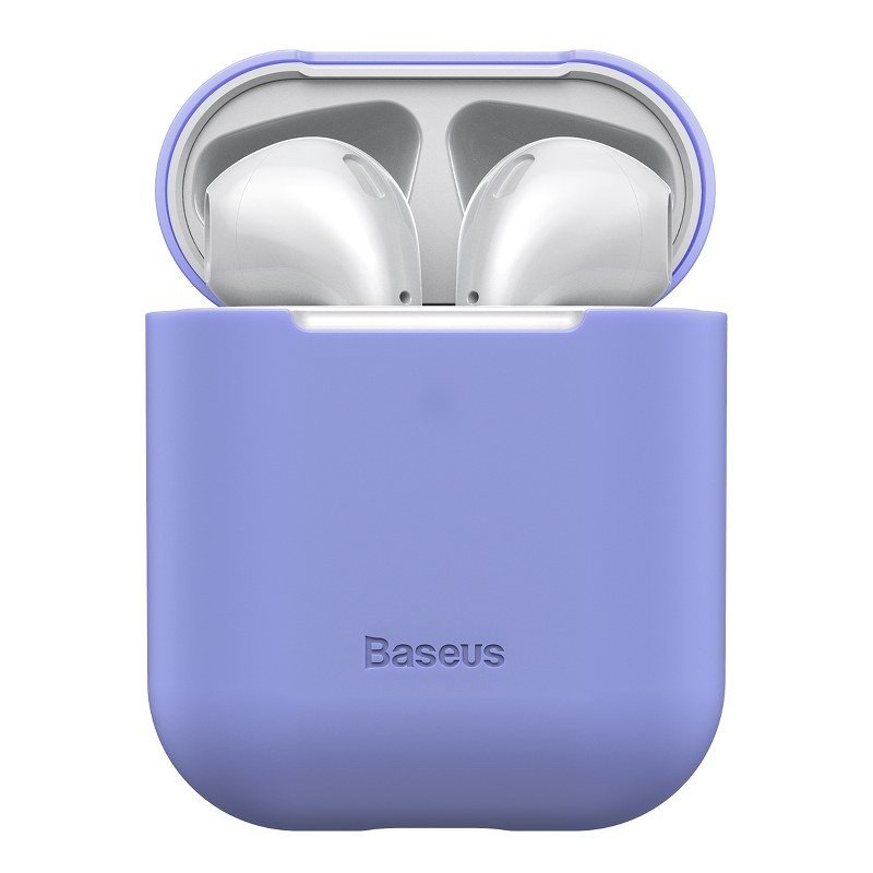 Husa protectie Apple AirPods 1/2, Baseus, Super slim, Silicon, Violet, WIAPPOD-BZ05