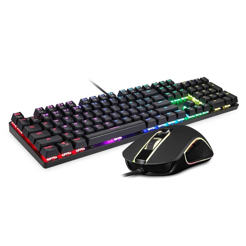 Kit tastatura si mouse gaming Motospeed CK888, Conexiune USB, Iluminare RGB, Cablu 1.7 m