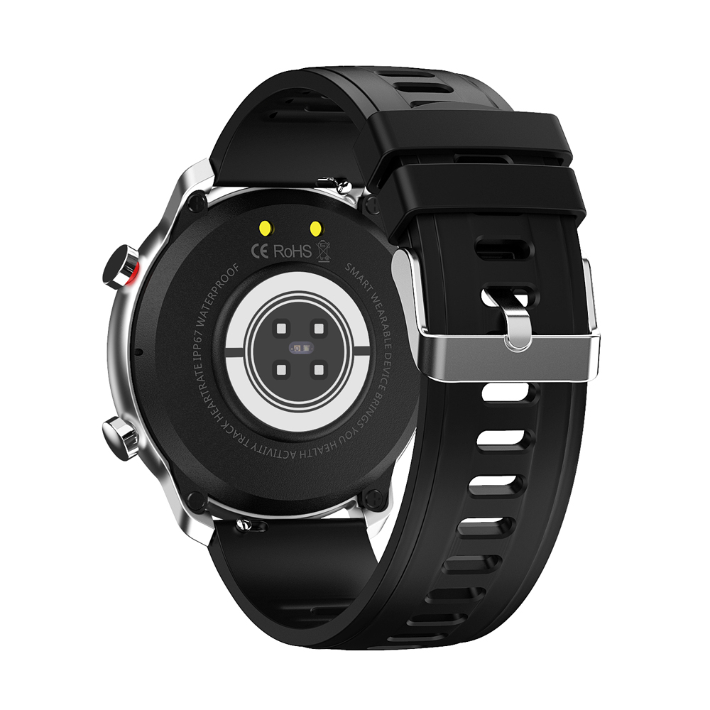 Ceas Smartwatch XK Fitness M97 cu Display 1.28 inch, Functii sanatate, Antrenament, Silicon, Negru / Argintiu