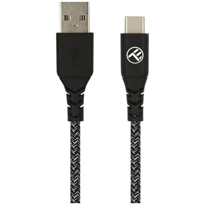 Cablu Tellur Green USB to Type-C, 3A, 1m, Nailon, Plastic reciclat, Negru