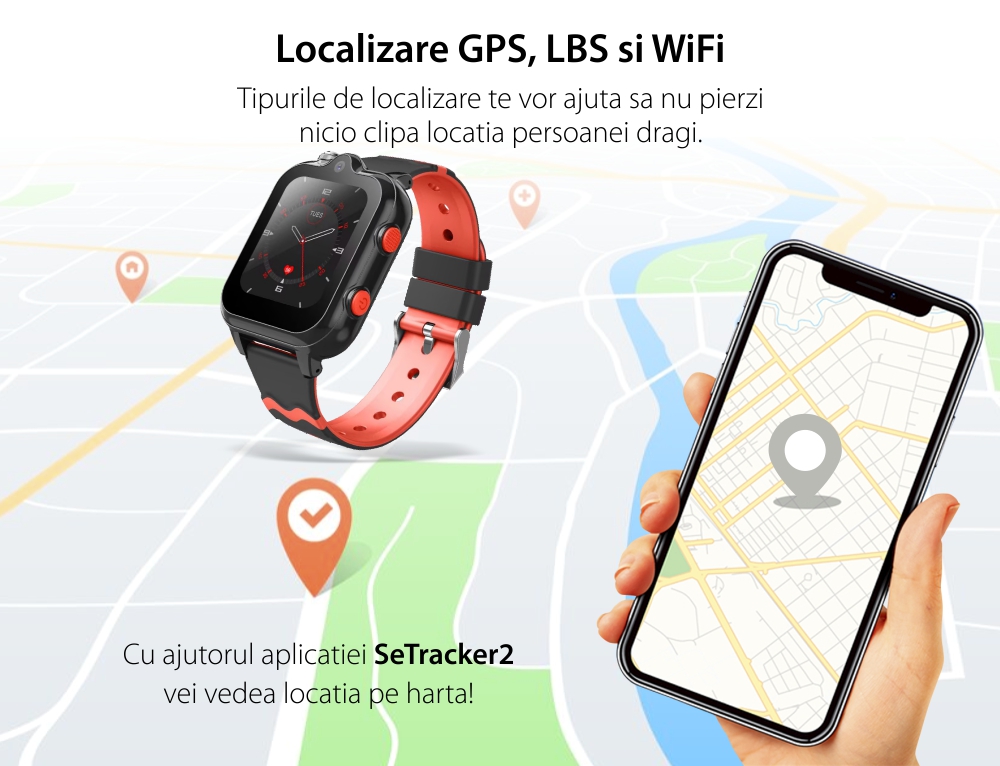 Ceas Smartwatch Pentru Copii Wonlex KT18 Pro cu Functie Telefon, 2 camere, Localizare, Apel video, Istoric, Magazin aplicatii, Roz