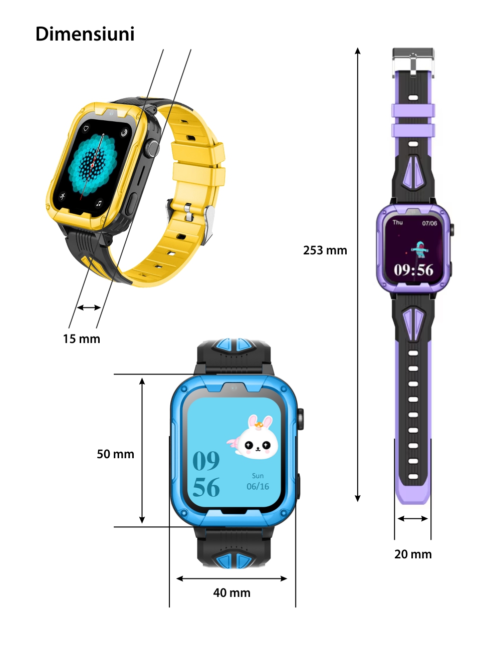 Ceas Smartwatch Pentru Copii Wonlex KT32 cu Functie Telefon, Localizare, Apel video, Camera foto, Magazin aplicatii, Violet