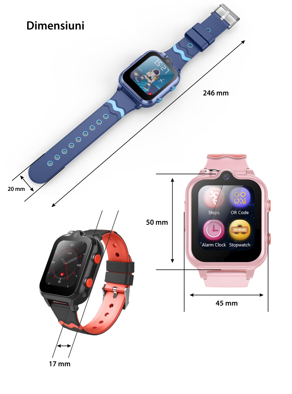 Ceas Smartwatch Pentru Copii Wonlex KT18 Pro cu Functie Telefon, 2 camere, Localizare, Apel video, Istoric, Magazin aplicatii, Roz