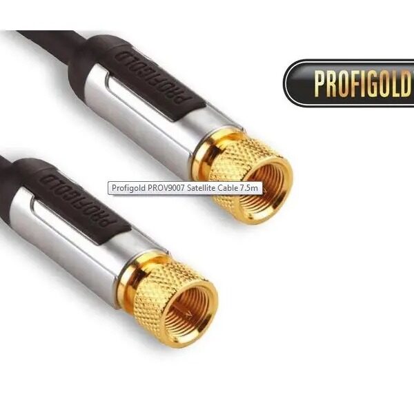 Cablu antena profesional Profigold PROV9007 F-connector placat cu aur 24K tata 7.50 m negru