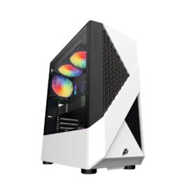 Carcasa 1stPLAYER Gaming F3-A, RGB, Mid-Tower, fara sursa, alb cu negru