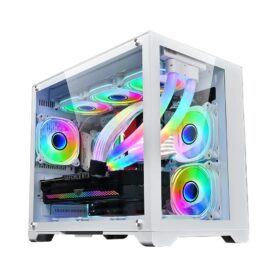 Carcasa PC 1stPLAYER Gaming MV6, ARGB, Cube-Tower, M-ATX\ITX, fara sursa, culoare alba