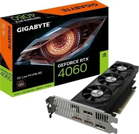 Placa video GIGABYTE GEFORCE RTX 4060 OC LOW PROFILE 8G 128 bit GDDR6, PCIE 4, 2x DP 2x HDMI
