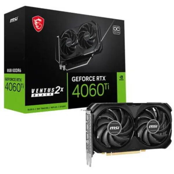 Placa video MSI GEFORCE RTX 4060 TI VENTUS 2X BLACK 8G OC, 8GB GDDR6, 128-bit