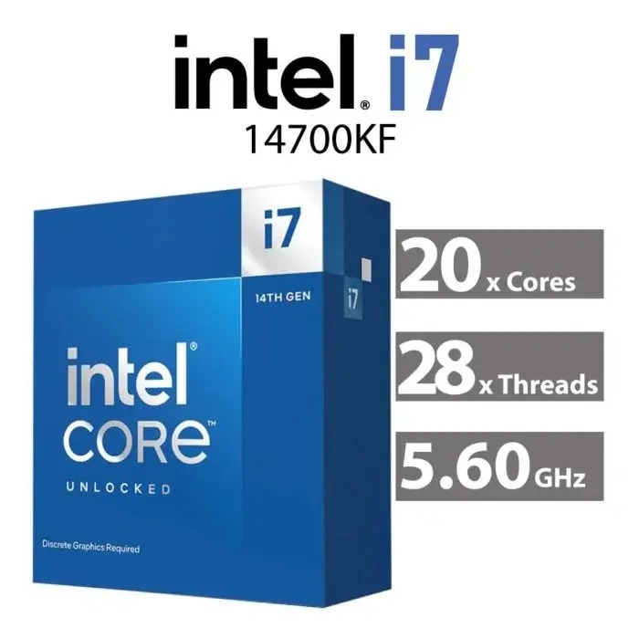 Procesor Intel® Core™ i7-14700KF, pana la 5.6 GHz turbo, 33MB, Socket LGA1700, fara video integrat