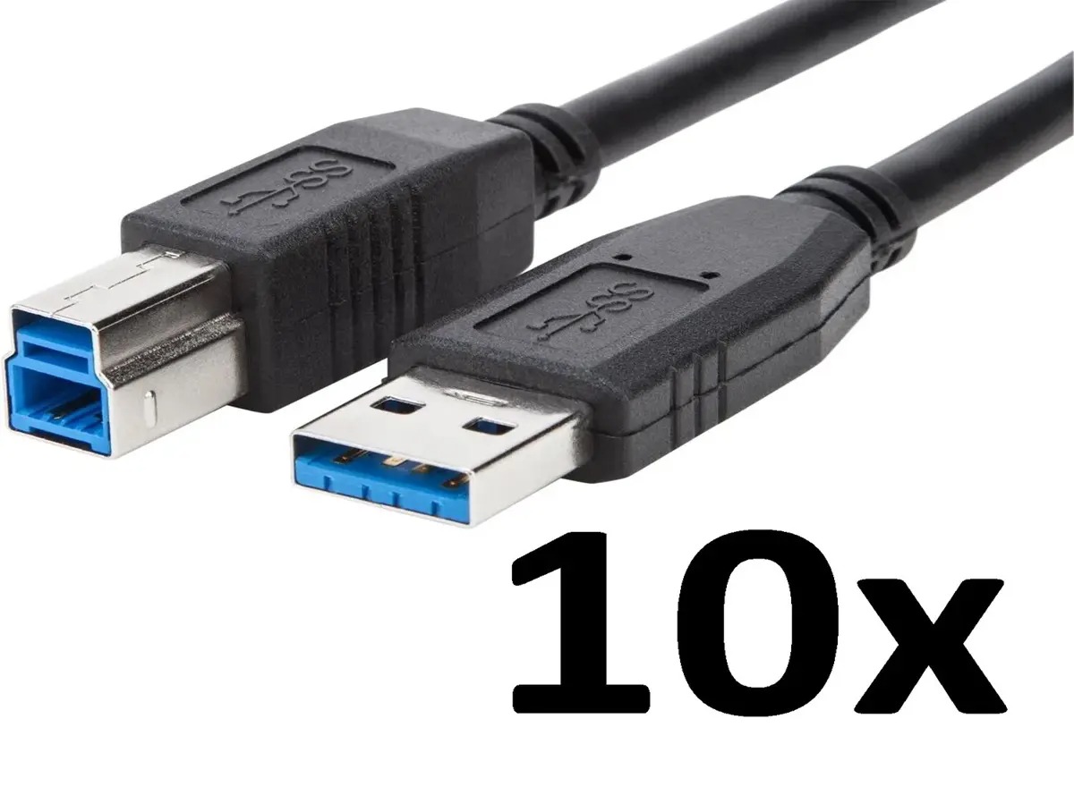 Set 10 bucati cablu USB tata – USB B tata, versiunea 3.0, 1.8 m