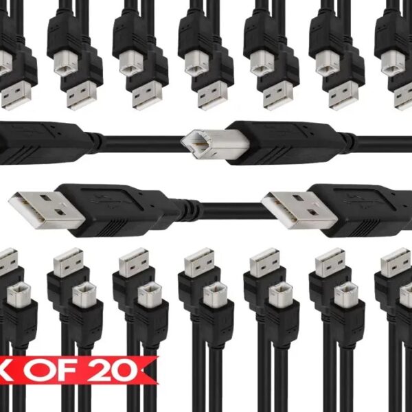 Set 20 bucati cabluri Imprimanta USB 2.0 A-B, 1.5m, ecranat, bobina antiparaziti