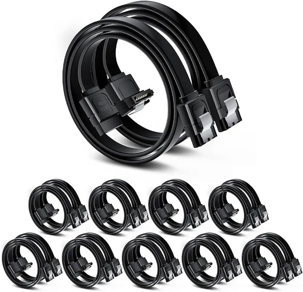 Set 20 cabluri AWM, SATA III, 6.0 Gbps, 40 cm, Negru