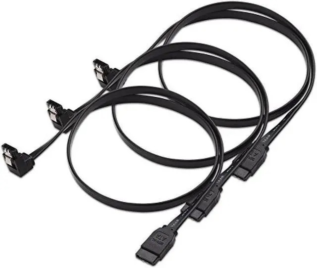 Set 3 cabluri AWM, SATA III, 6.0 Gbps, 40 cm, cot 90 grade, Negru