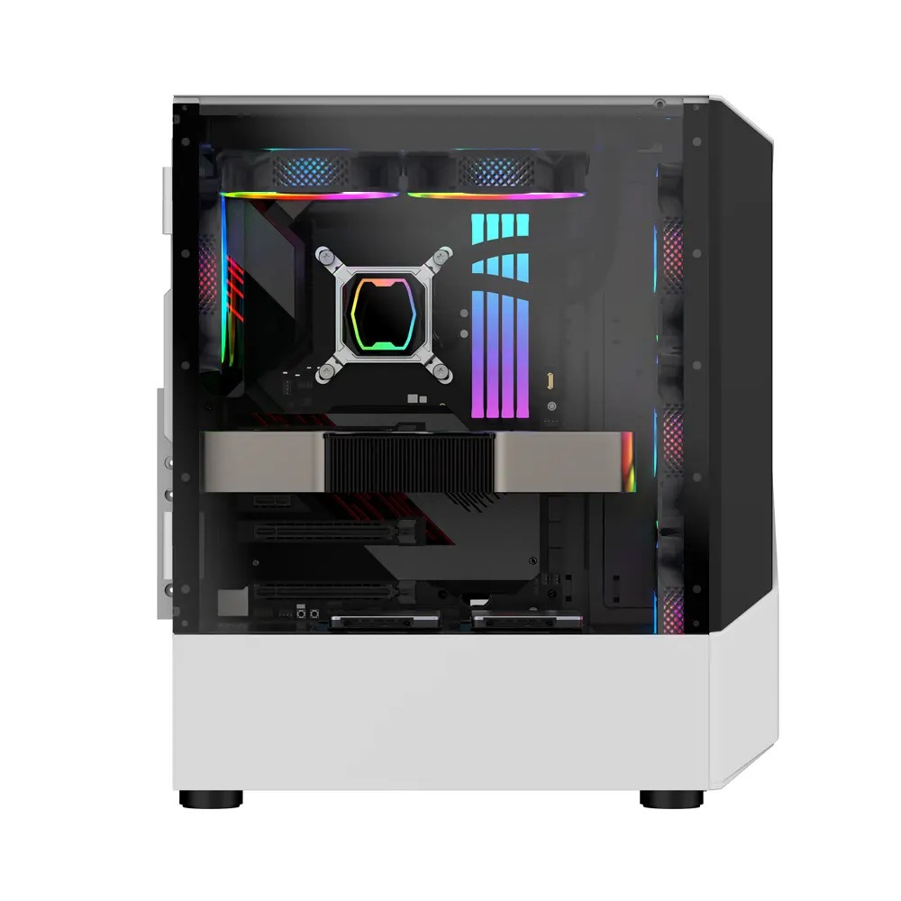 Carcasa 1stPLAYER Gaming F3-A, RGB, Mid-Tower, fara sursa, alb cu negru