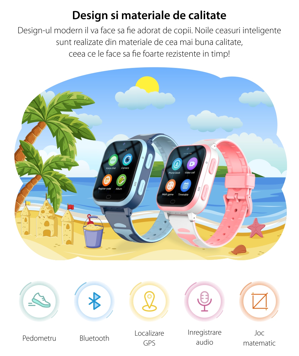 Ceas Smartwatch Pentru Copii Wonlex KT11 Pro cu Functie Telefon, Wi-Fi, Bluetooth, Apel Video, Camera – Albastru, Cartela SIM Cadou